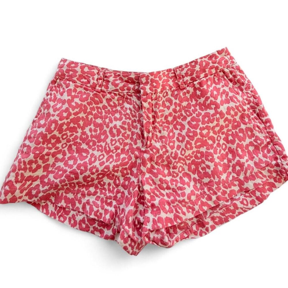 Cynthia Rowley Women's Coral Leopard Print Shorts - Size 4